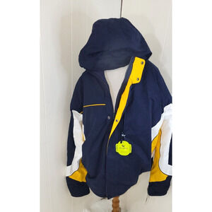 Columbia Mens 2XL University of Michigan Reversible Hooded Double Closure Jacket